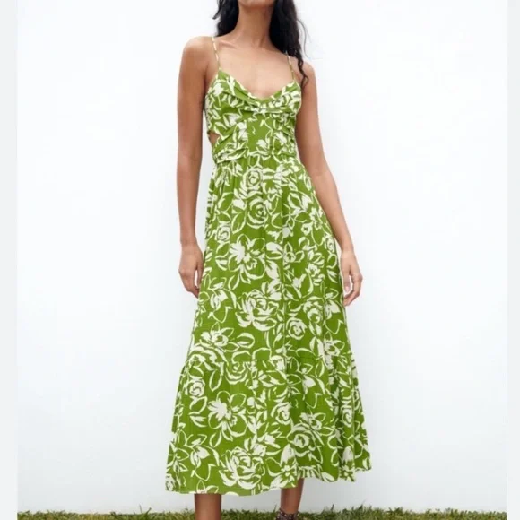 white christmas dresses Zara Black Sleeveless V Neck Plunging Cut Out Waist A Line Maxi Dress – Brie